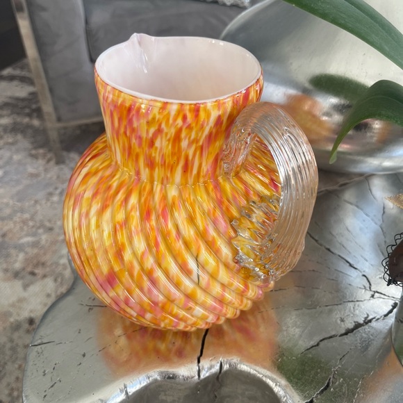 Made by web in England Victorian glass swirl rib, optic Polychrome ball pitcer - Picture 2 of 15